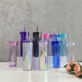 AS Acrylic plastic slim tumbler with straw in bulk acrylic cup Custom Eco Acrylic Plastic Shimmer Drink Tumblers with Straw